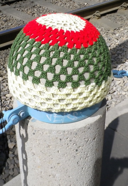 traffic barrier cap knit bomb